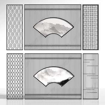 新中式屏风3D模型下载